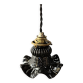 Black moulded glass lamp