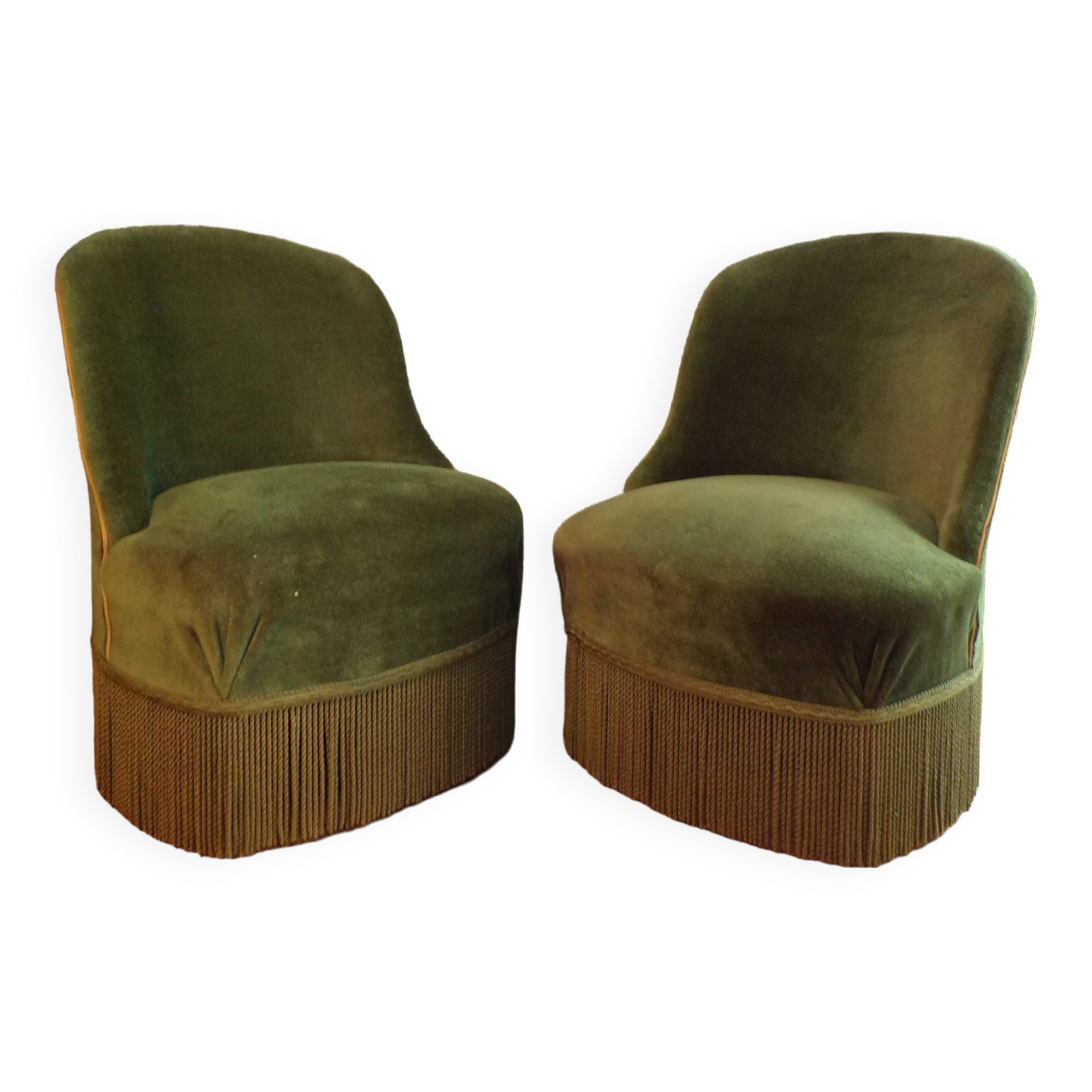 Pair of green toad armchairs