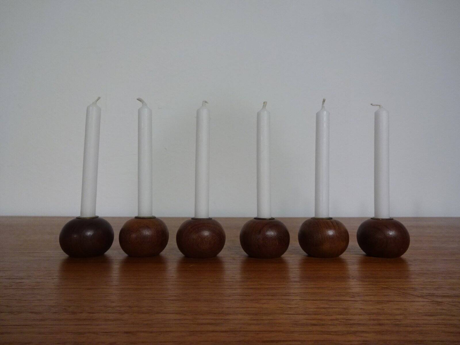 Danish Teak Candleholders, 1960s, Set of 6