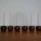 Danish Teak Candleholders, 1960s, Set of 6