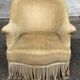 Fauteuil crapaud en velours velours jaune moutarde