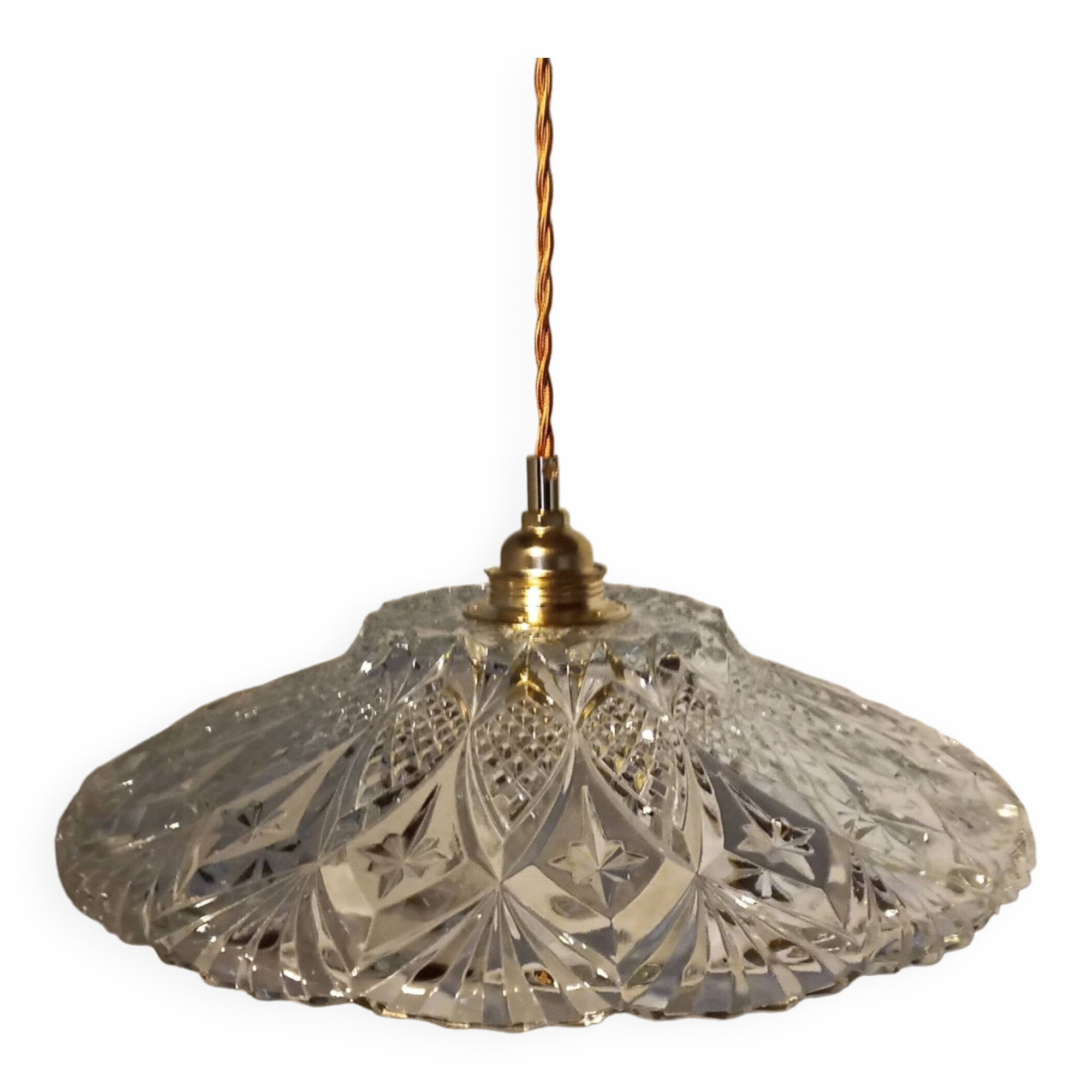 Vintage chiseled glass pendant light