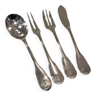 Hors d'oeuvre service, 4 pieces, silver-plated metal, Christofle Vendôme silversmith