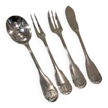 Service à hors d'oeuvre 4p métal argenté orfèvre Christofle vendome