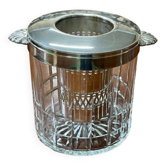 Ice bucket in crystal and silver metal