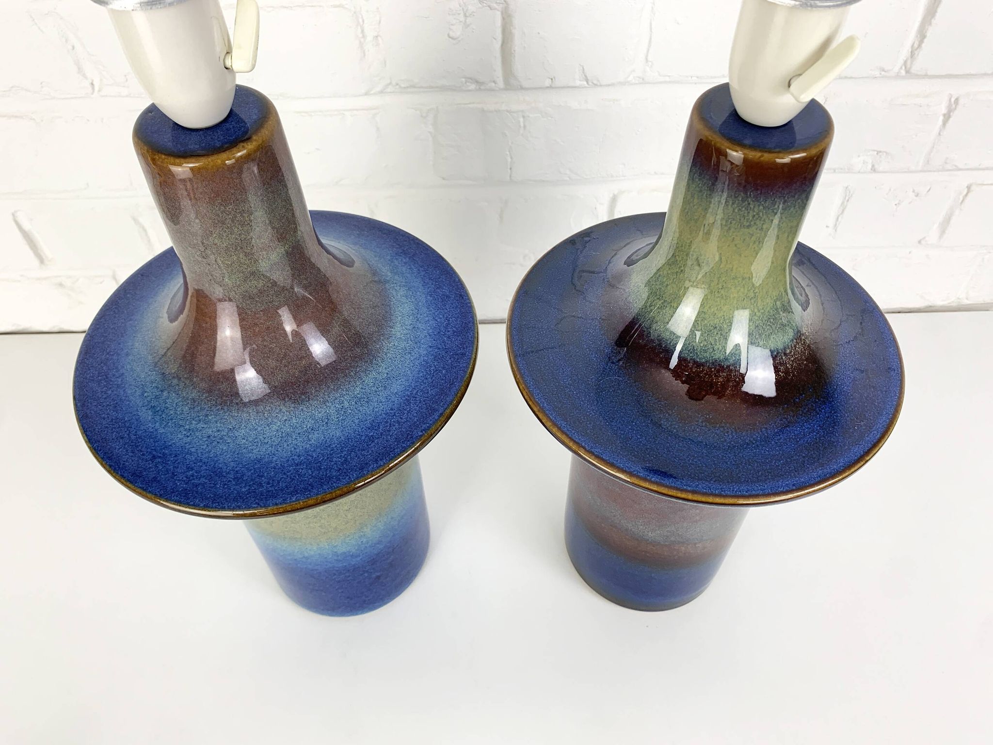 Pair of Einar Johansen ceramic table lamps, Soholm, Denmark, 1960s, Space Age