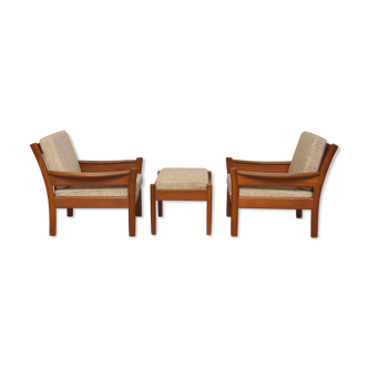 Paire de fauteuils Dyrlund avec ottoman, 1960