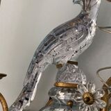 Pair of parrot crystal or parakeet wall sconces Maison Baguès 1950