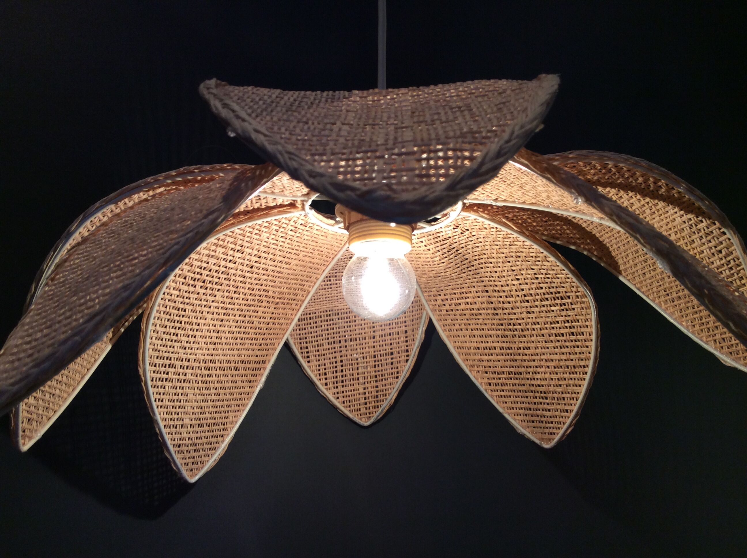 70s/80s braided straw hanging lamp