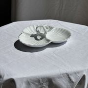 Vintage serving dish in white porcelain with shells MP Samie D26 H4