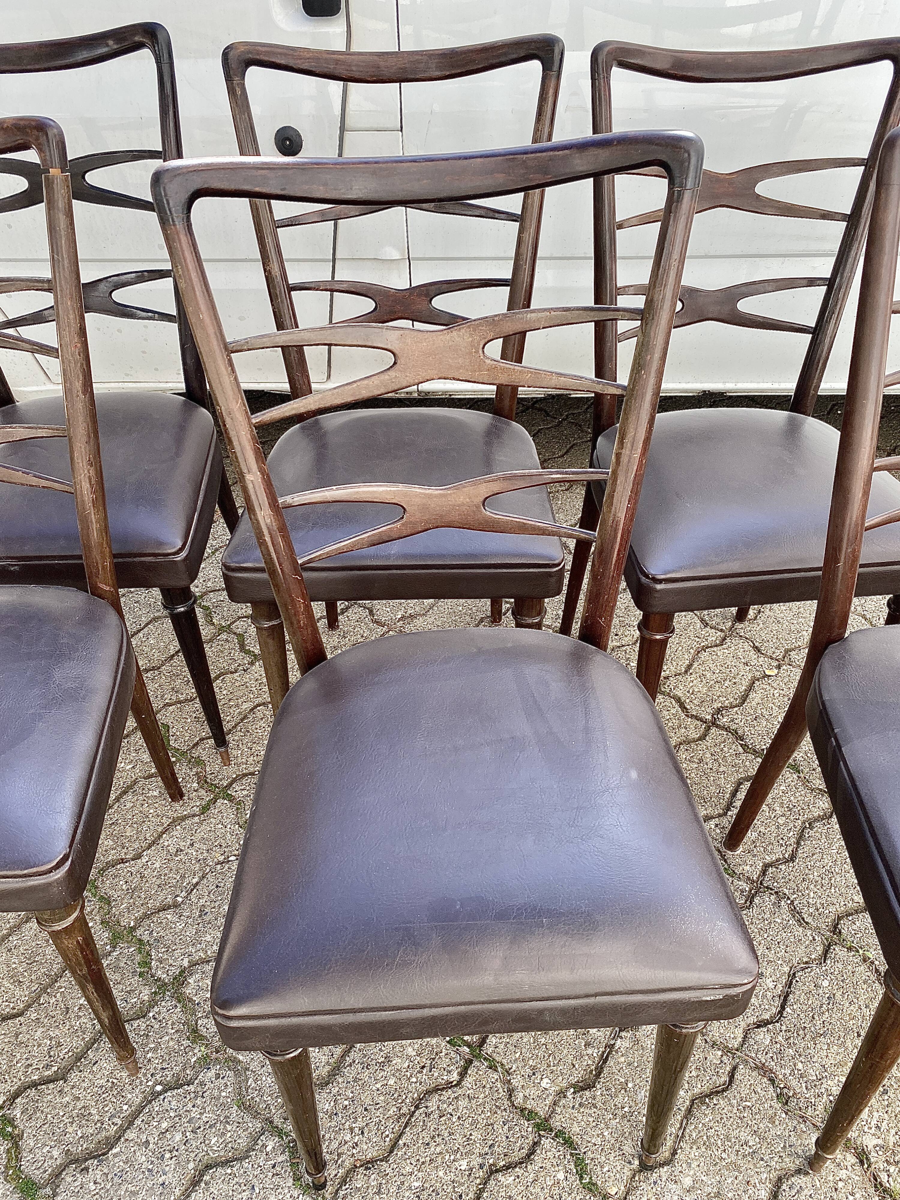 6 chairs meclchiorre bega for ponti circa 60s