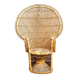 Fauteuil Emmanuelle en osier, années 70