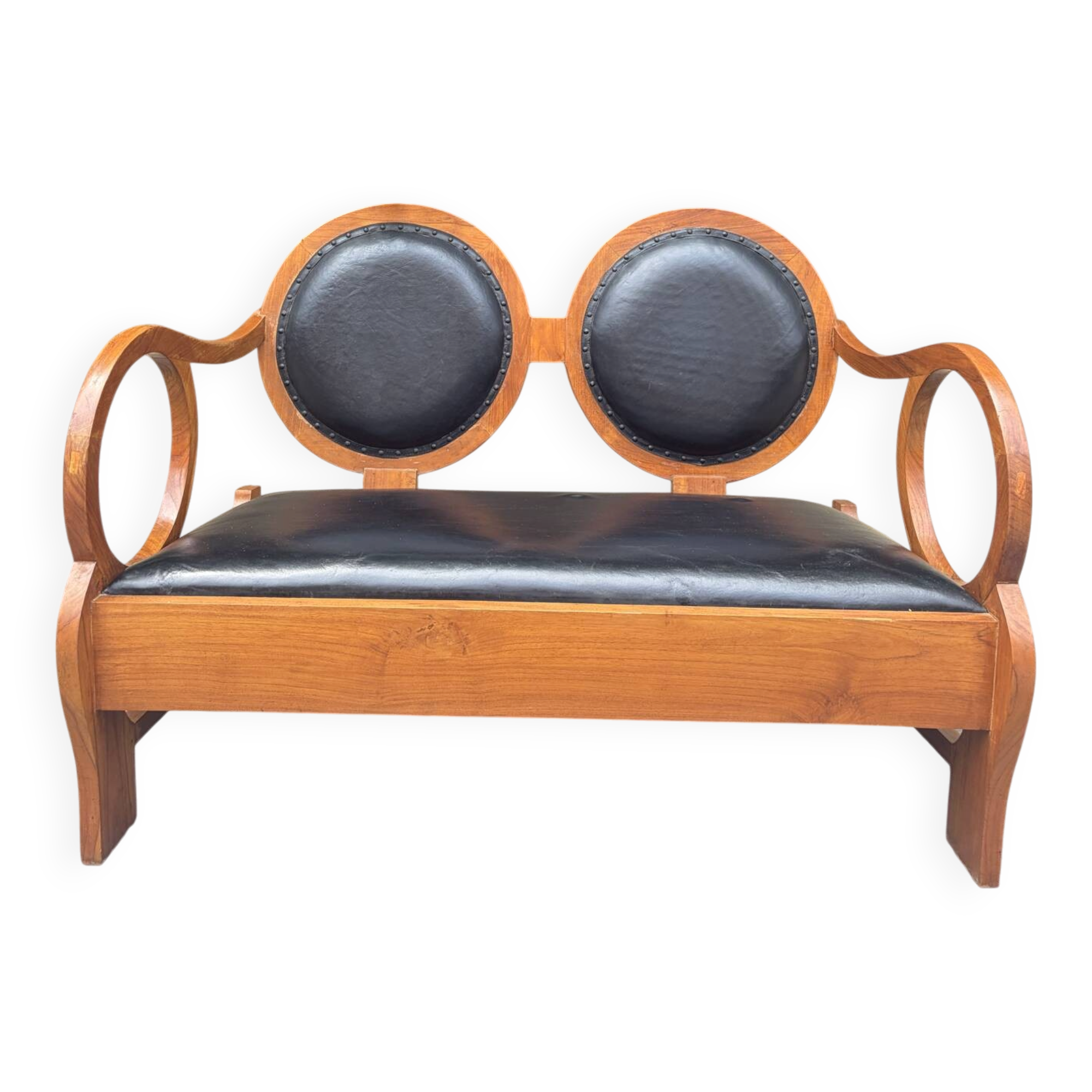 original Hungarian Art Deco bench in walnut by Lajos Kozma