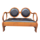 banquette Art Déco hongrois original en noyer par Lajos Kozma