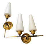 Brass and opaline wall lamp 1950/60