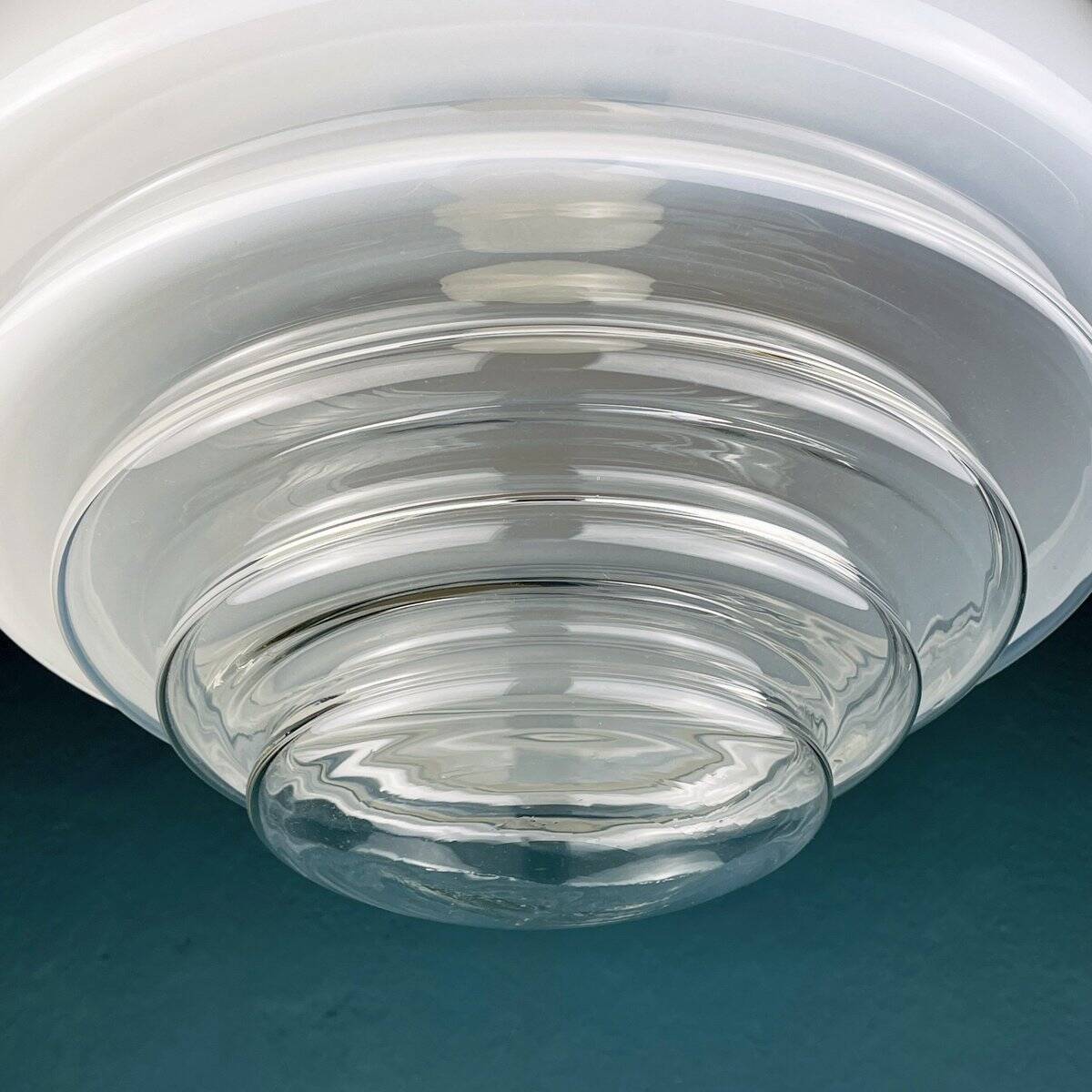 White mid-century Italian pendant lamp by Mazzega, 1970s.