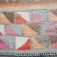 Colorful Vintage Runner Rug, Soft Pink Handmade Hallway Carpet, 82x334 Cm