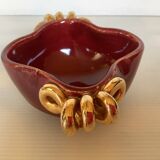 Burgundy and gold ceramic ring size