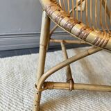 Rattan basket armchair with its cushion