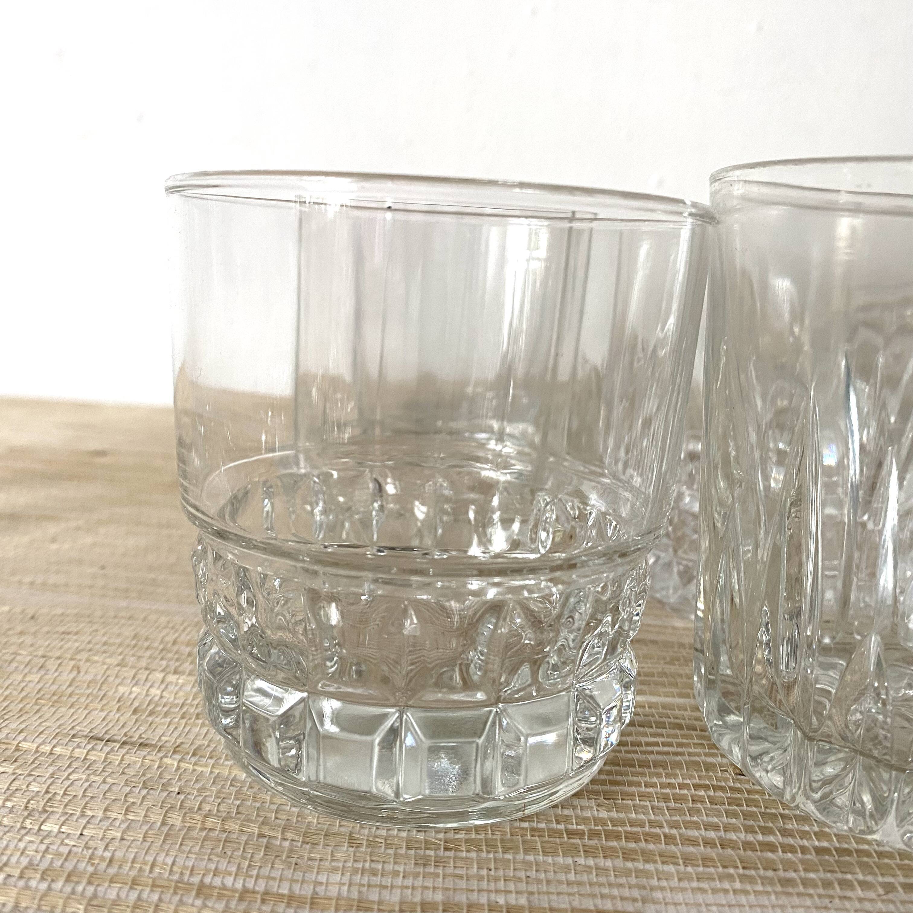 Whiskey glasses, mismatched water glasses
