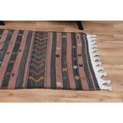 Purple Vintage Turkish Handmade Wool Kilim Runner Rug 109x398