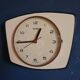 Vintage formica silent wall clock trapeze "Pale yellow Talgo"