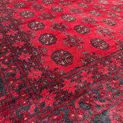 Vintage Afghan Turkoman village rug 195x280 cm, red, black tribal large