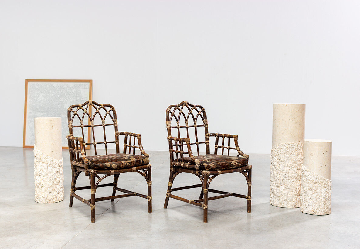 Elinor McGuire Bamboo armchair Pair 1970s