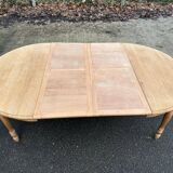 Renovated Louis Philippe 19th-century extendable round dining table 200cm