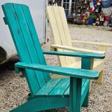 Pair of antique painted wooden garden chairs