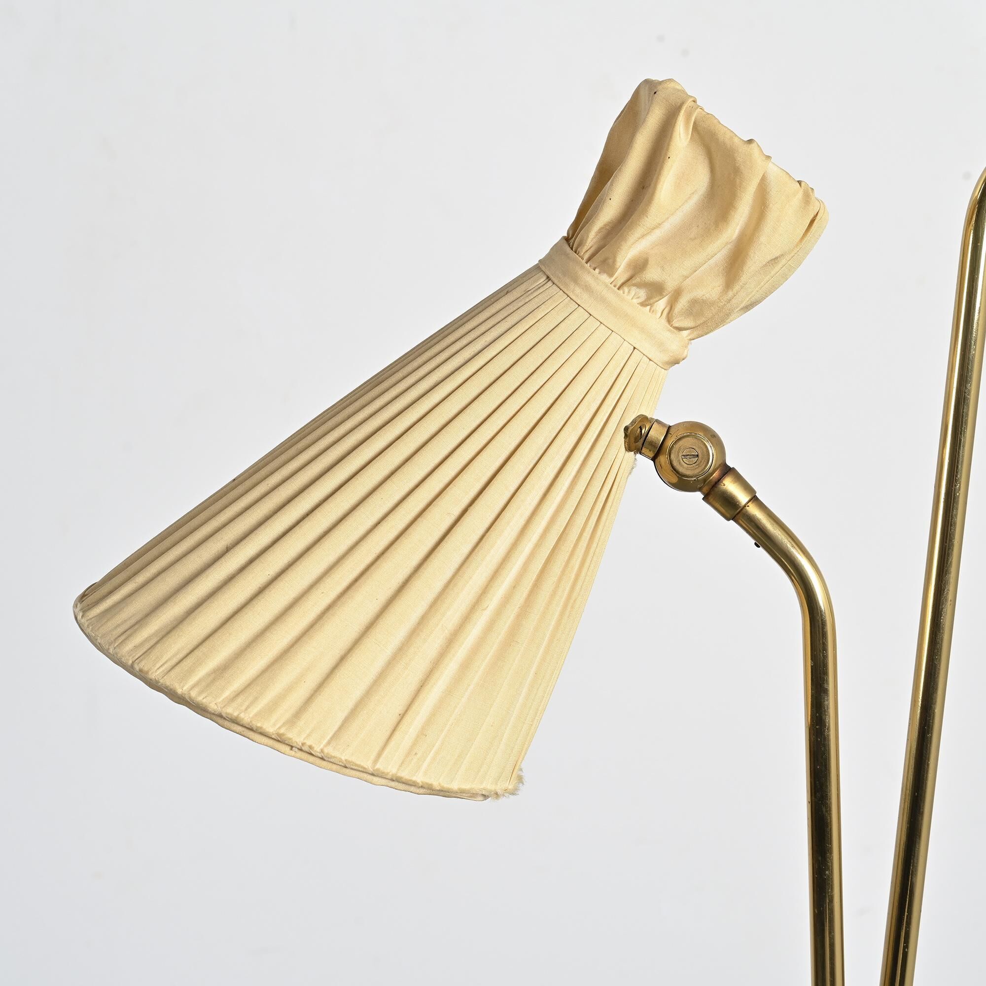 Two-arm adjustable floor lamp by BAG Turgi, Switzerland, 1950s.