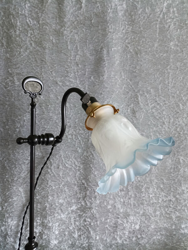 Lampe réglable en métal peint avec tulipe en verre dépoli
