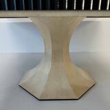 Italian Art Deco Style Square Parchment and Black Lacquer Table, 1980s