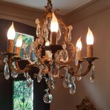 Bronze and crystal chandelier 6 fires