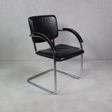 Set of 4 vintage tubular steel lounge chair