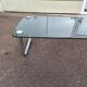 Table basse chromé et verre noir fumé space age italienne