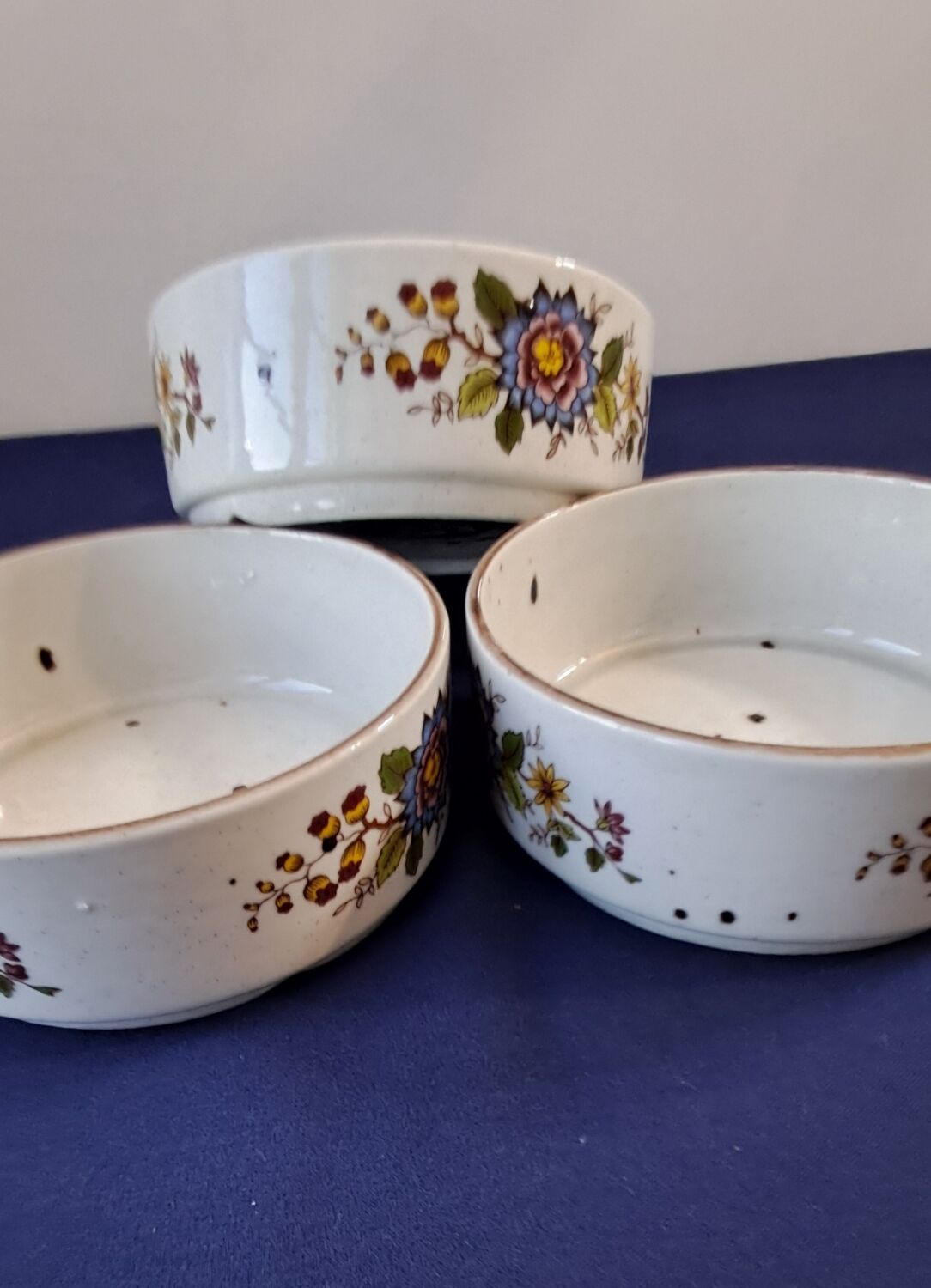 Set of 3 bowls in the Éclat model from Sarreguemines. 1960s.