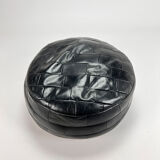 Vintage leather patchwork pouf, 1970