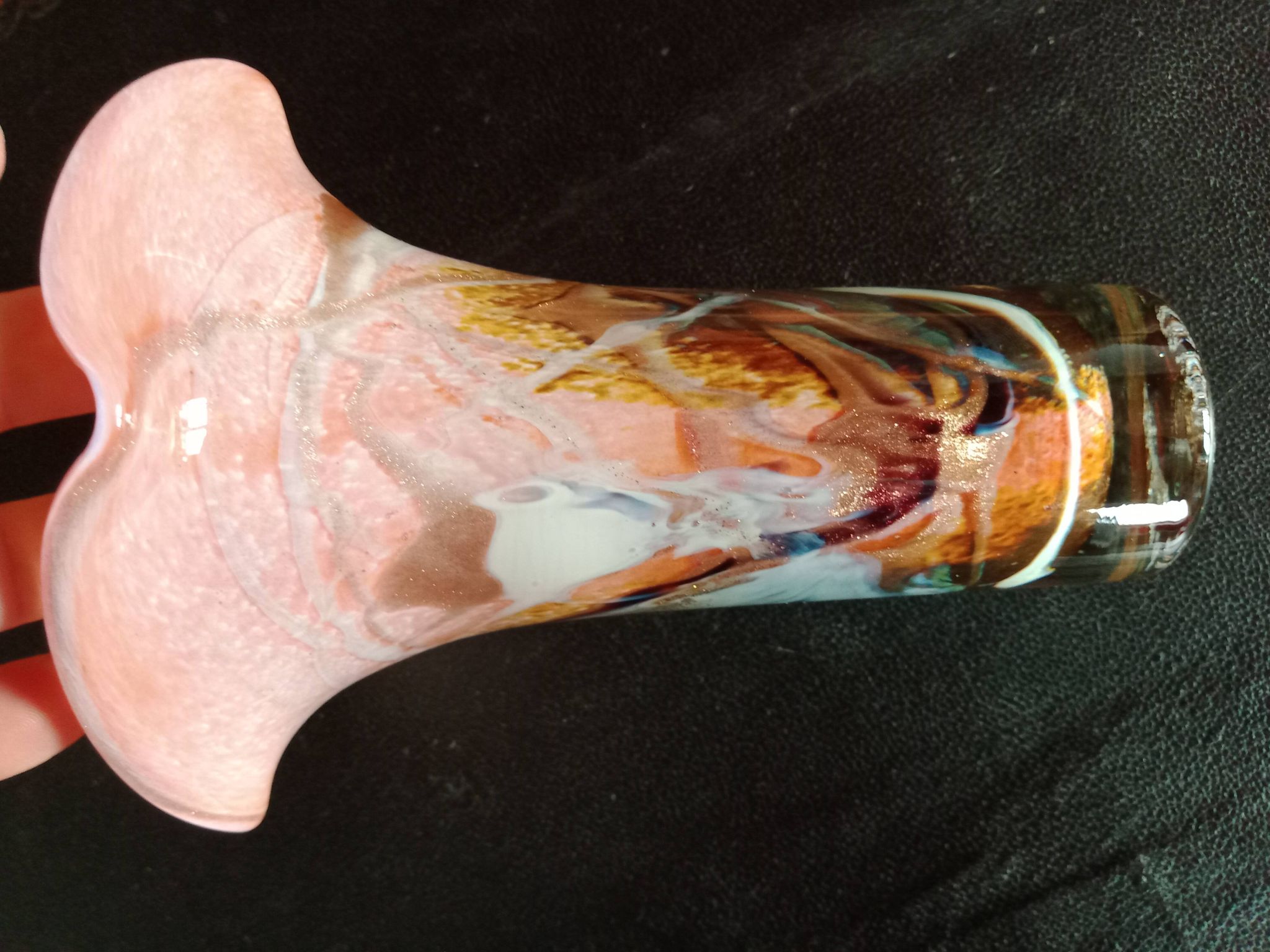 Atelier Michèle Luzoro - Pink corolla vase with inclusion of glitter and gold