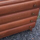 Commode en chêne pieds compas 4 tiroirs, 1950