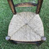 Pair of oak and straw chairs, 19th century period.