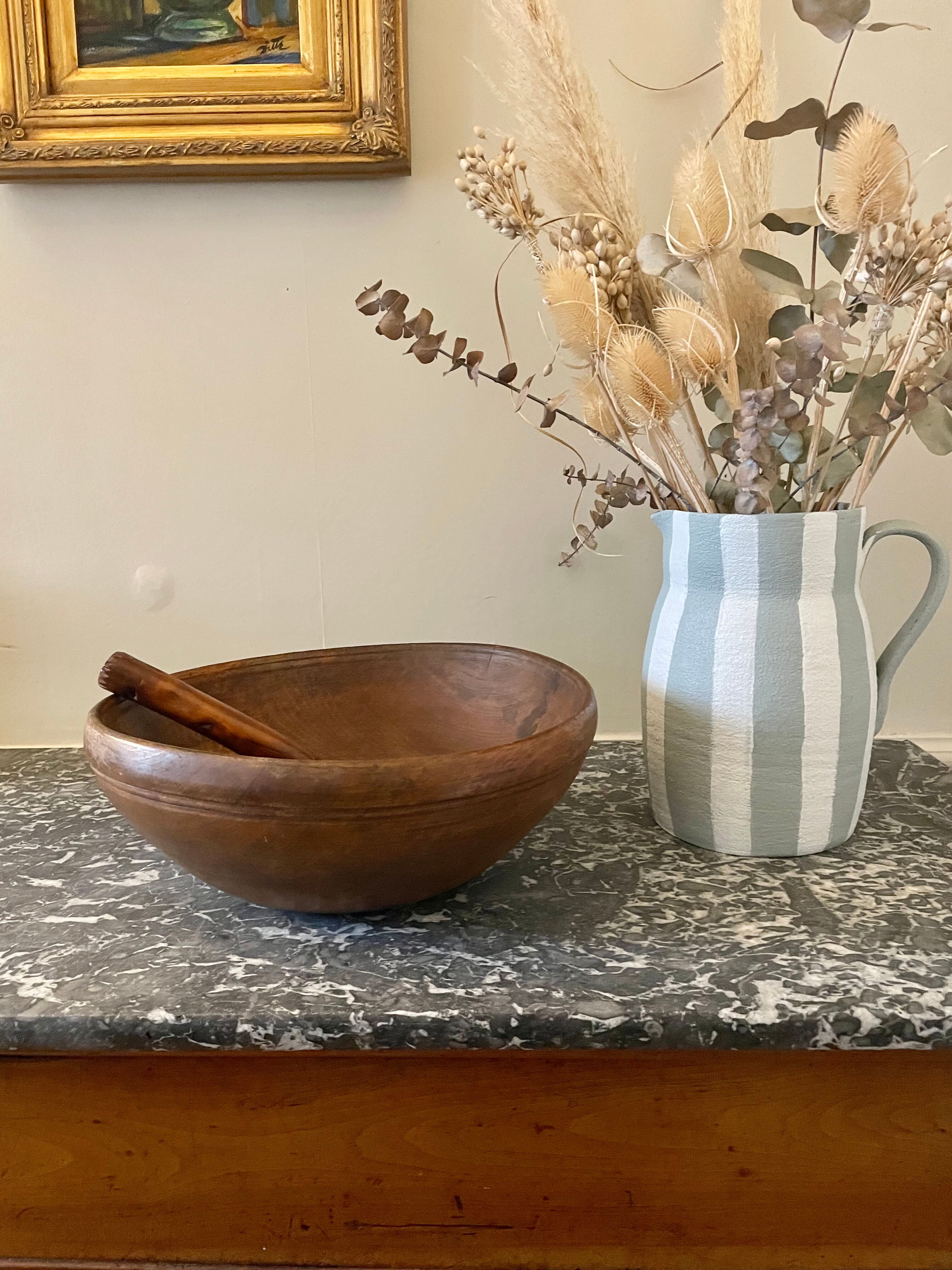 Raw wooden salad bowl