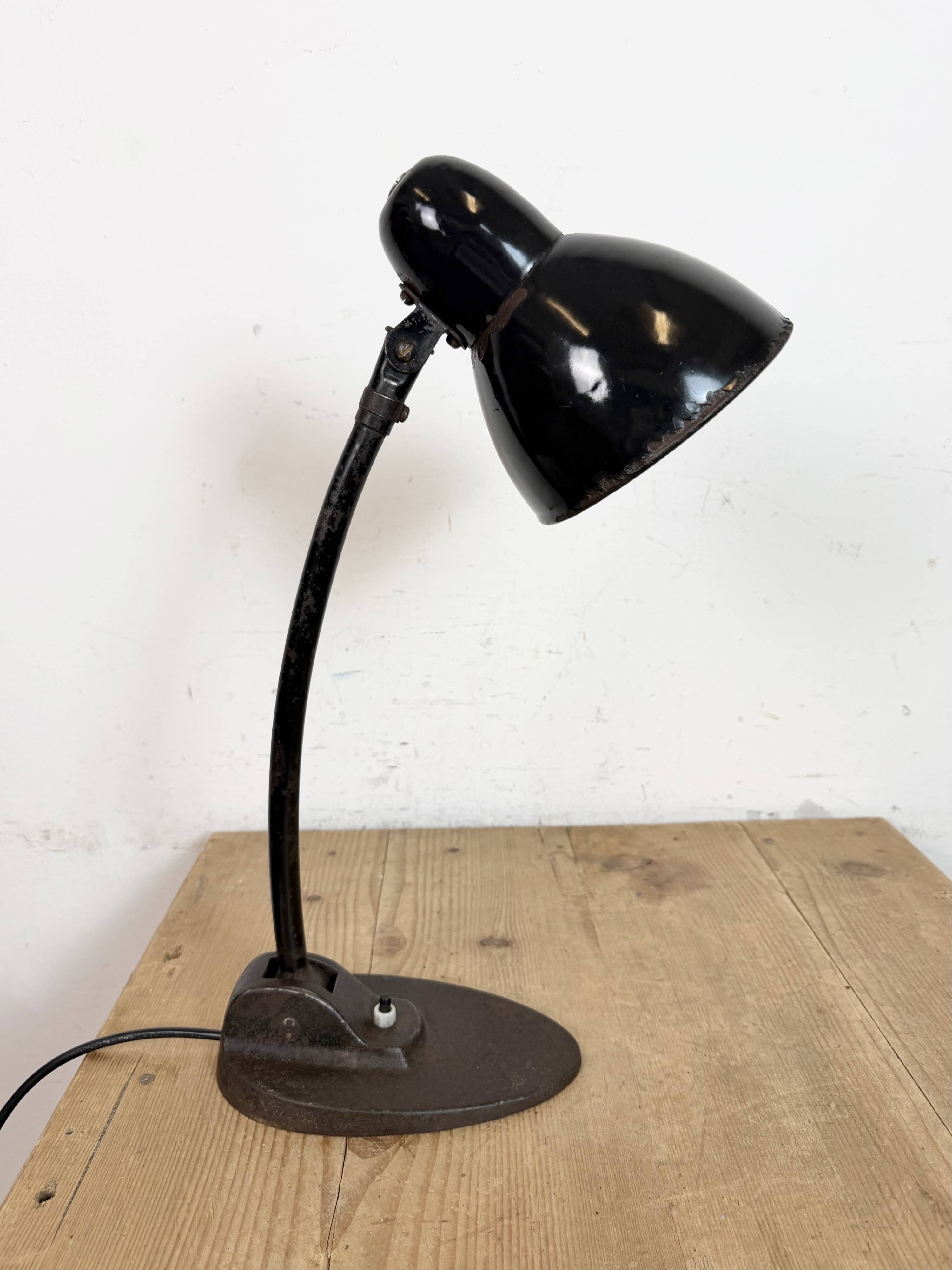 Industrial Black Enamel Bauhaus Desk Lamp, 1930s