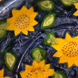 Portuguese ceramic dish decorated with sunflowers