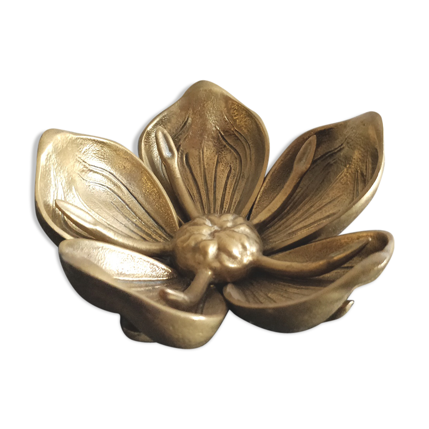 Art Nouveau-style brass flower ashtray