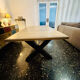 Solid oak dining table with extension 180/260 x 100 cm – X metal leg