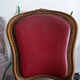 Set of Louis XV Cabriolet Chairs – Carved Wood & Bordeaux Leather