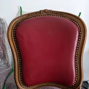 Set of Louis XV Cabriolet Chairs – Carved Wood & Bordeaux Leather