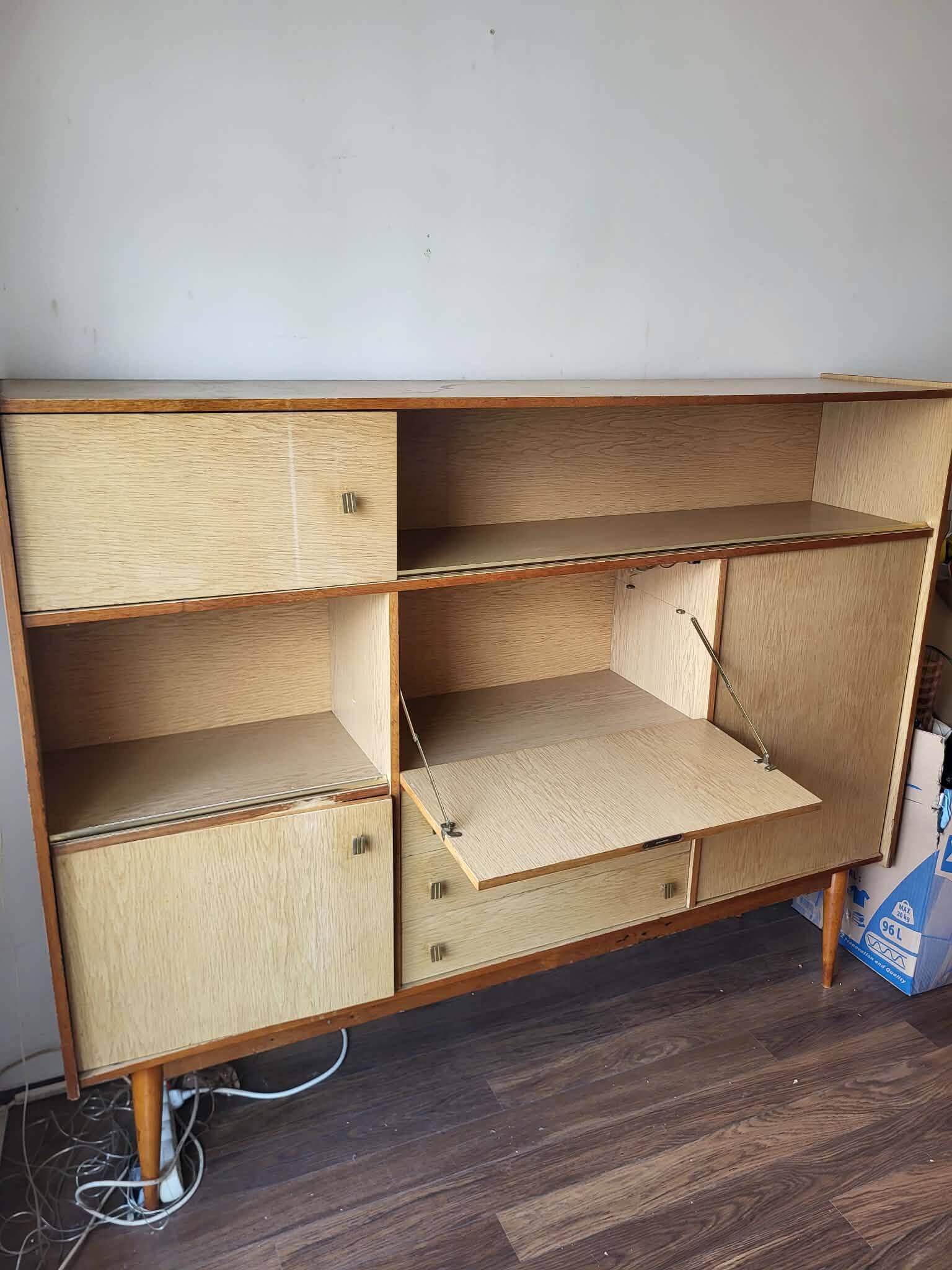 1960s secretary buffet on tapered legs