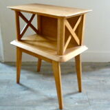 Bedside light wood with braces from the 1950s